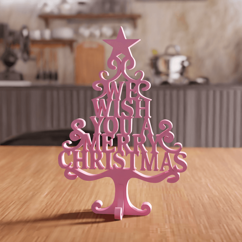 Typographic Christmas Tree Tabletop Sign 3d model