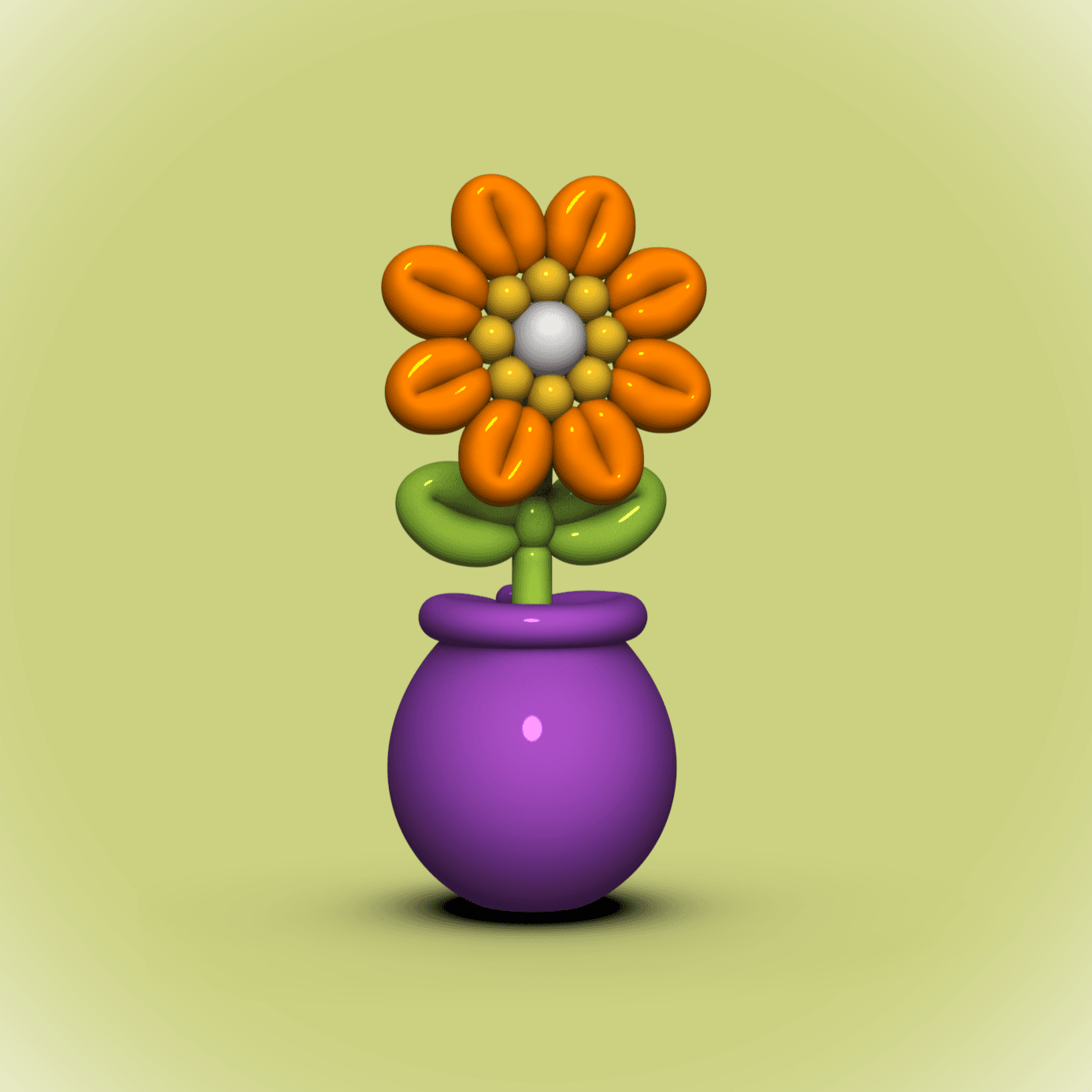 Balloon Flower in Pot -Mothers Day 3d model