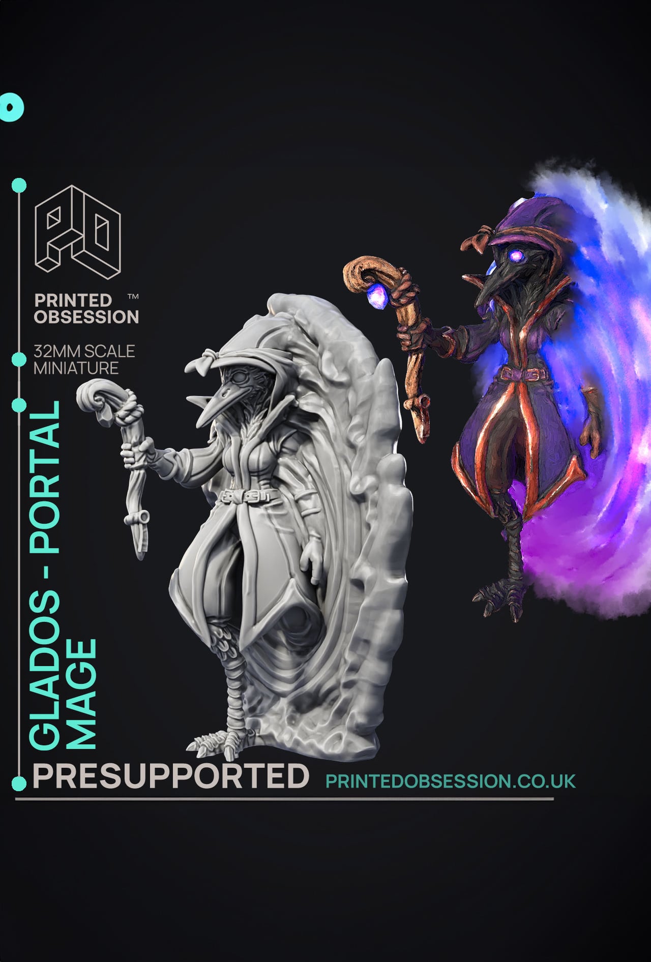 Portal Mage - Kenku Wizard - PRESUPPORTED - Illustrated and Stats - 32mm scale 3d model