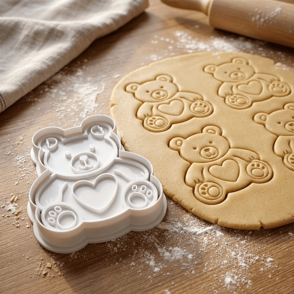 Love Teddy Bear Cookie Cutter And Stamp 3d model