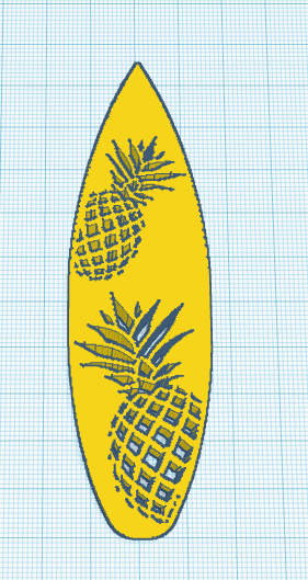 Surf up wall art  is a surf board with a nice pineapples design.stl 3d model