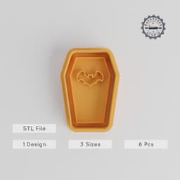 Vampire Coffin Shape Cutter & Stamp Set, Perfect for Cookies and Fondant, Halloween Decoration, Includes 6 Pieces in 3 Sizes PRODUCT_4368 3d model