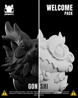 Grumpii 3D Printable Art Toy - Welcome Pack - Gon & Shi 3d model