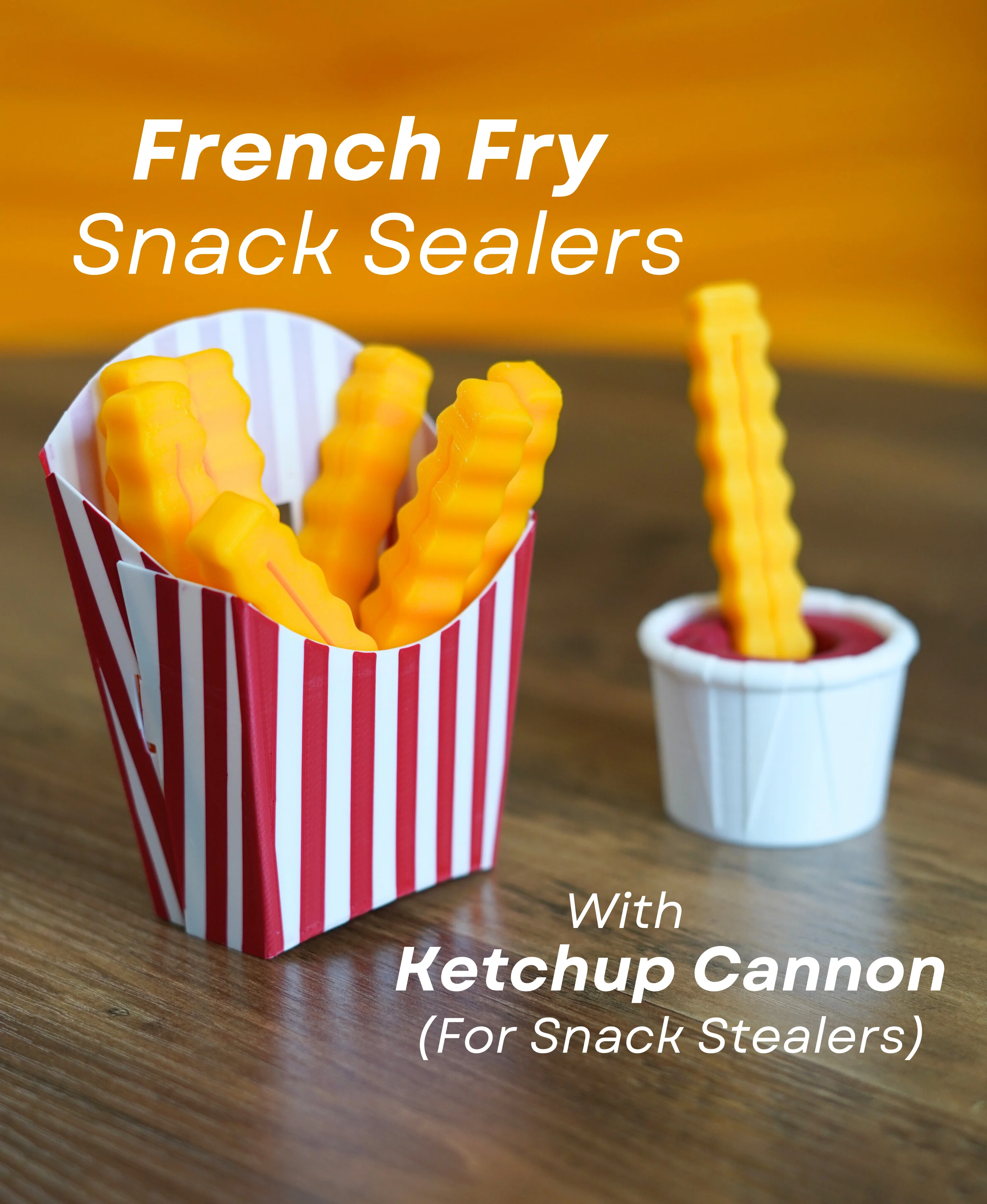 French Fry Snack Sealers - With Ketchup Cannon for Snack Stealers - Kitchen Clips 3d model