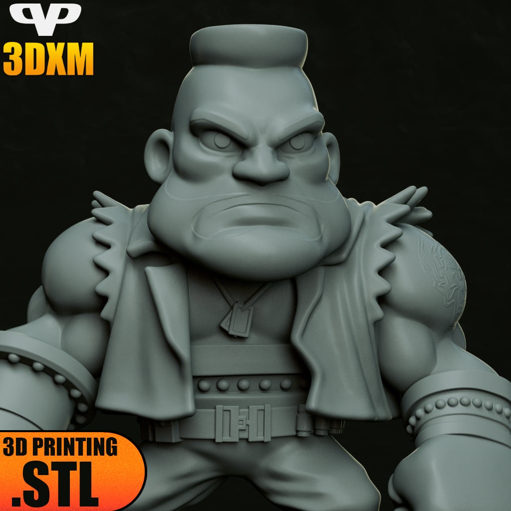 FFVII Barret Chibi STL for 3D Printing ChibiSTL 3DXM 3d model