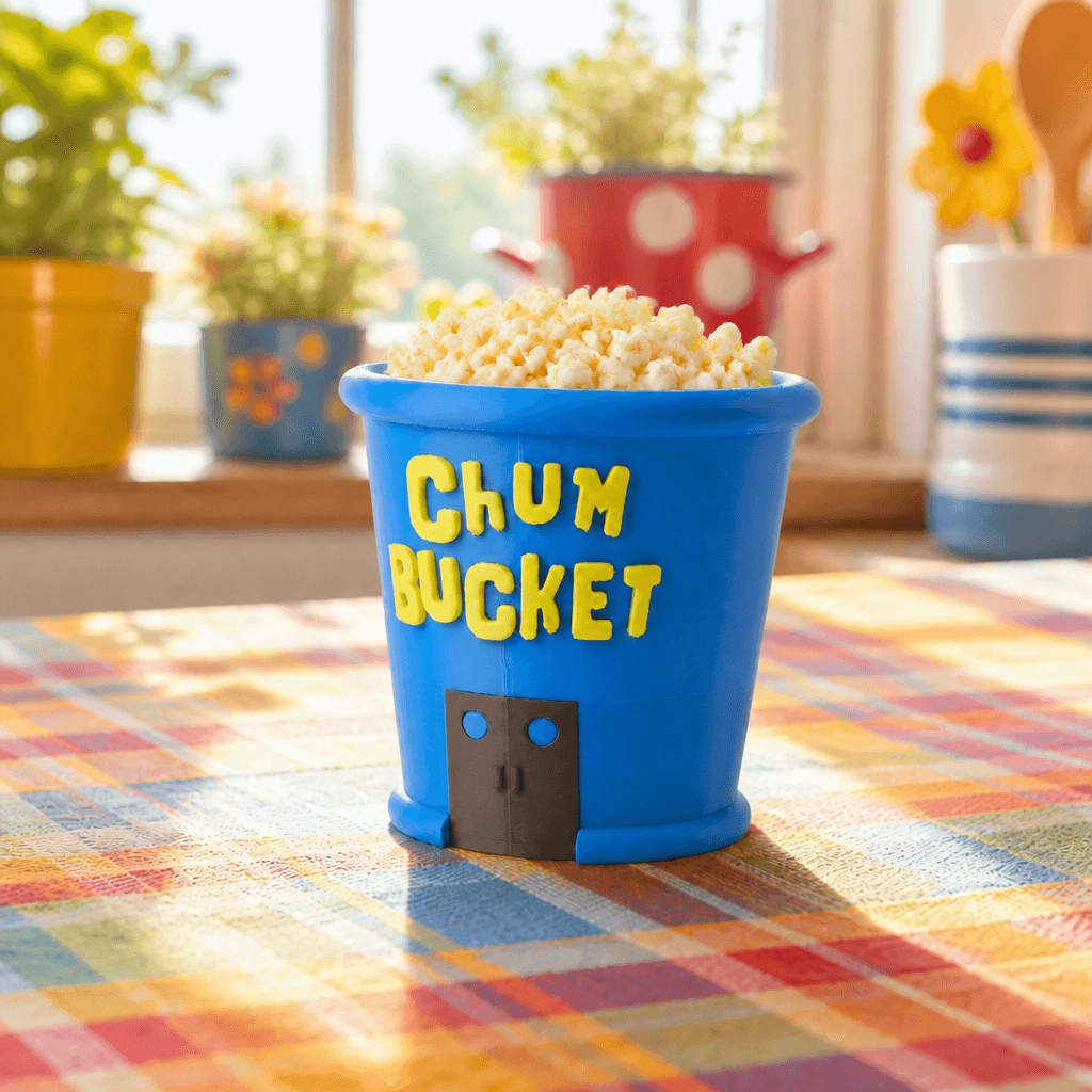 Chum Bucket Inspired Popcorn Bowl - Cartoon Snack Holder 3d model