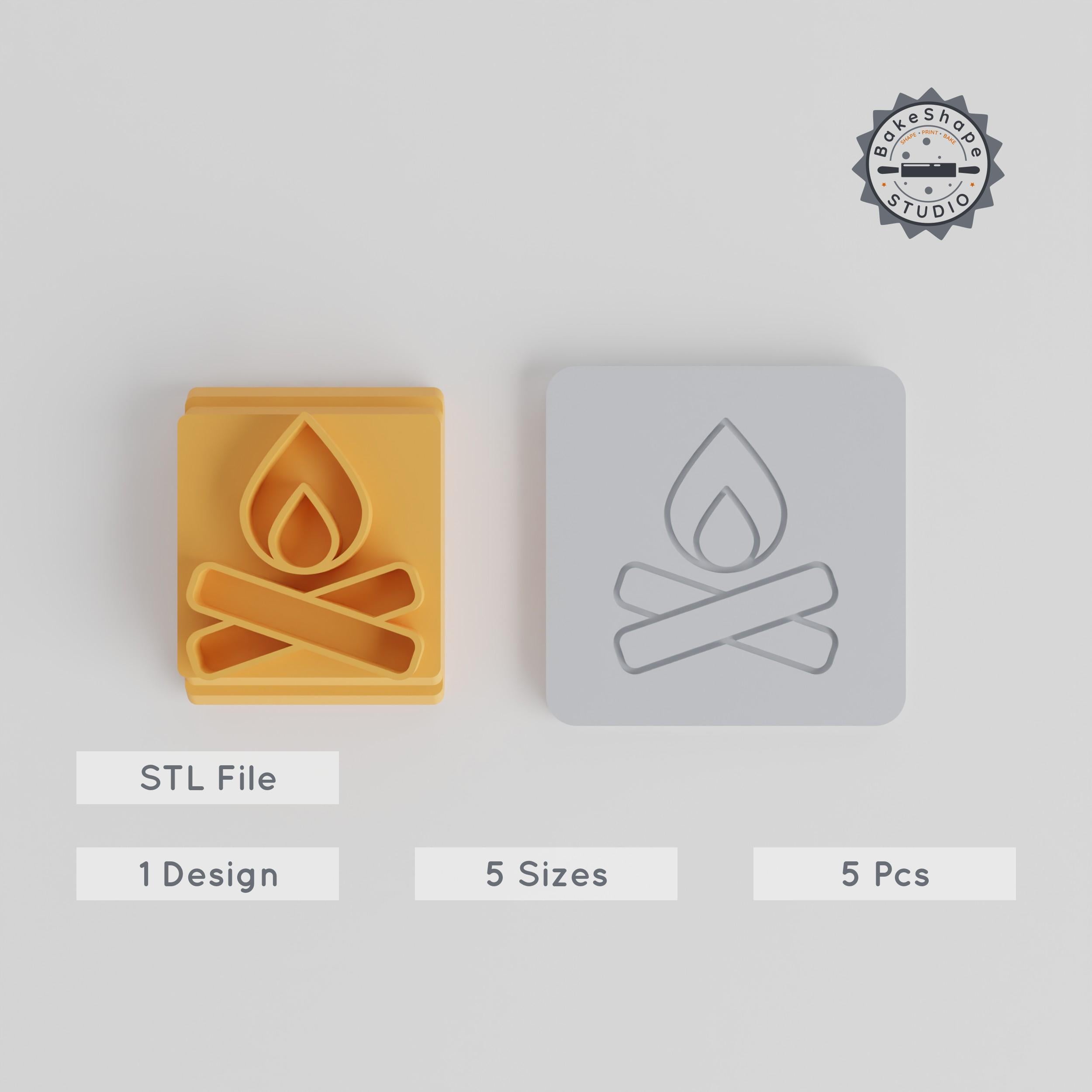 Fire Stamp Tile Collection, 5 Sizes, Perfect for Clay, Cookies, Fondant & Camping-Themed Crafts PRODUCT_1965 3d model