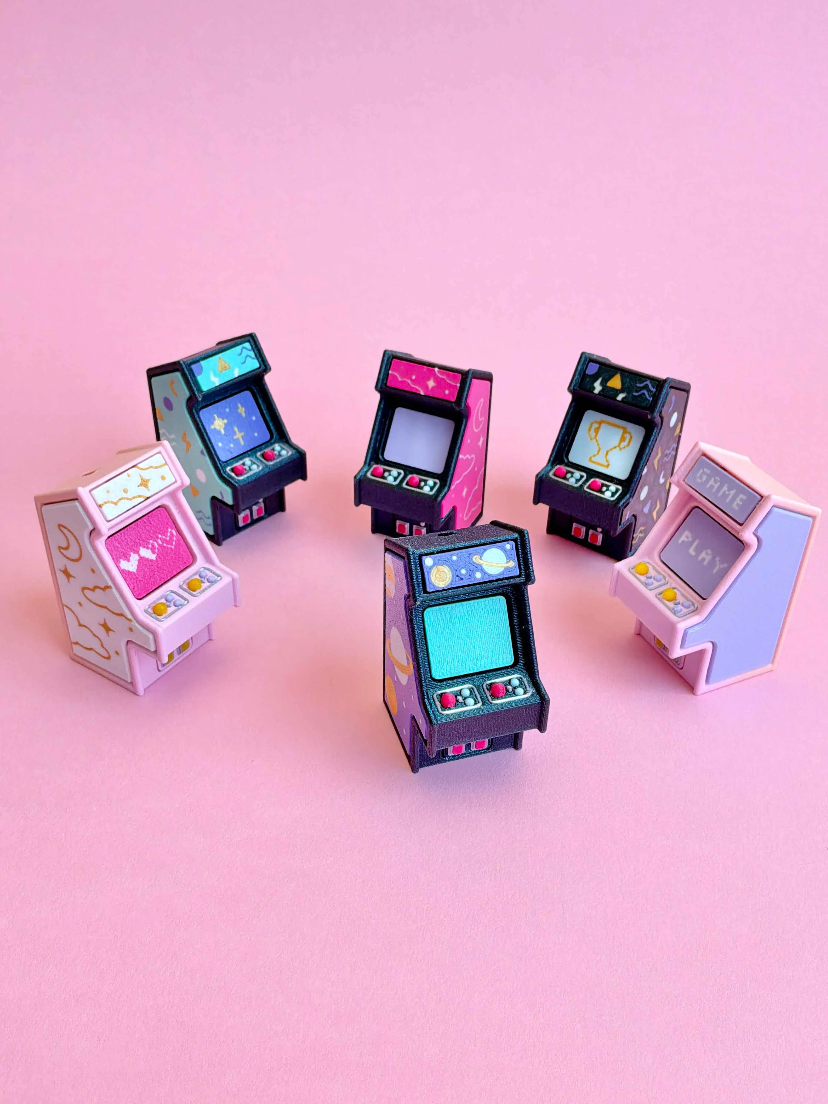 Retro Arcade Clicker Keychain Fidget Toy Bundle 3d model
