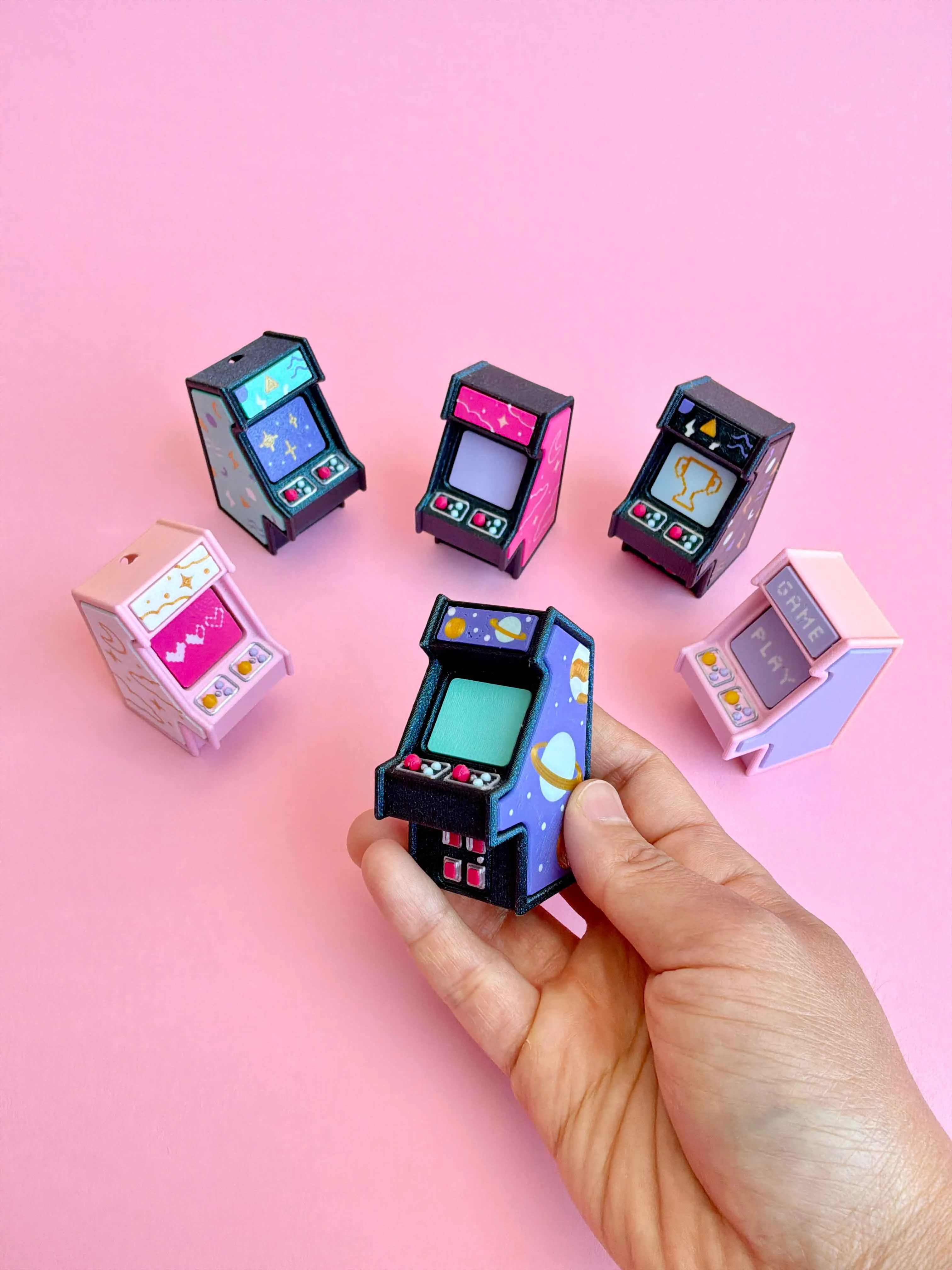 Retro Arcade Clicker Keychain Fidget Toy Bundle 3d model
