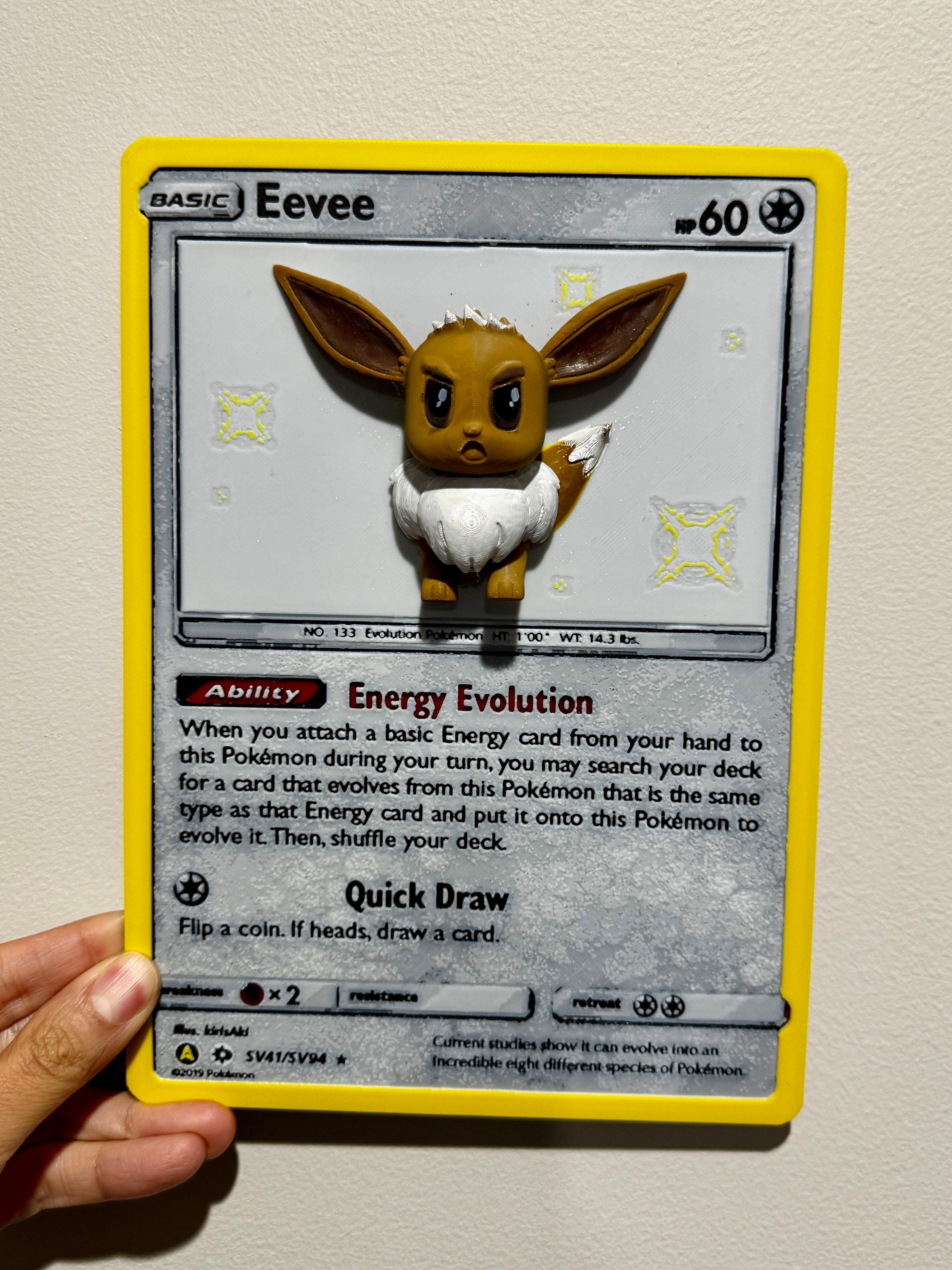 Oversized Eevee Pokemon Card - HueForge Hybrid Print 3d model