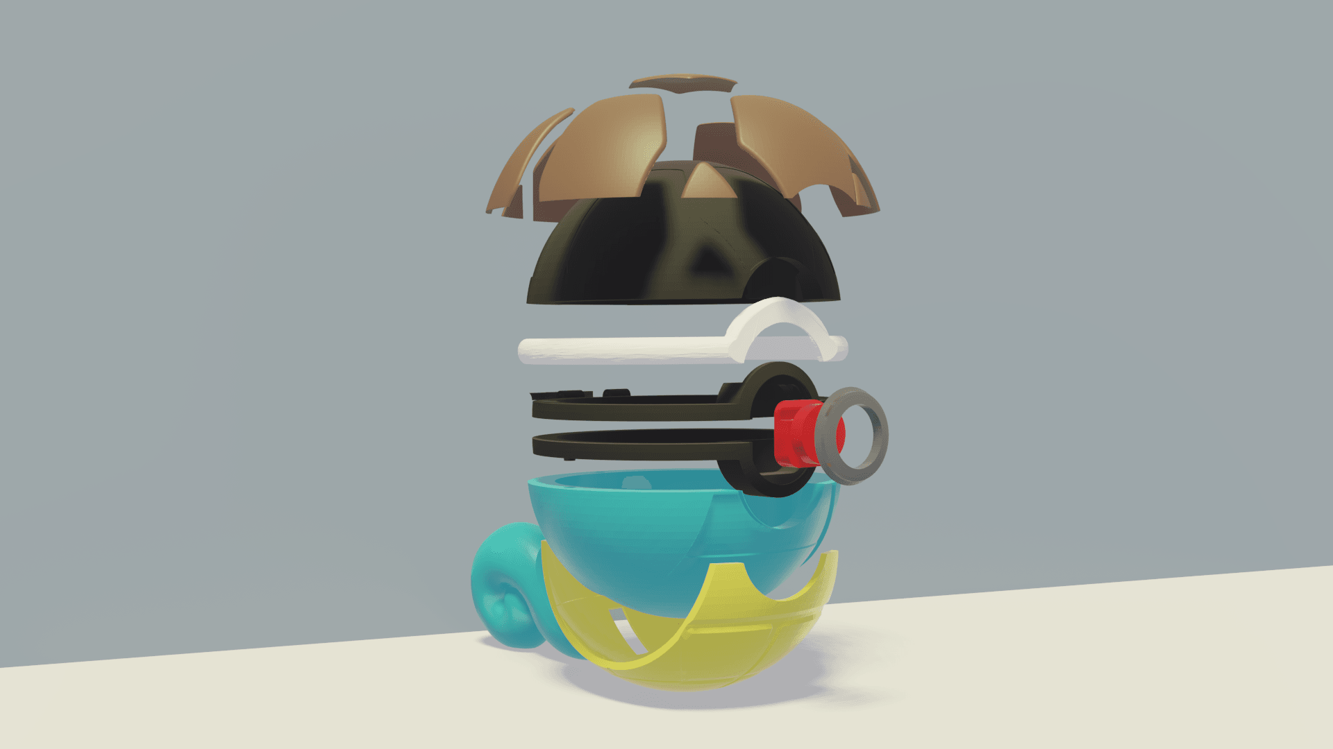 SquirBall Squirtle Themed Opening Pokeball - Fan Art 3d model