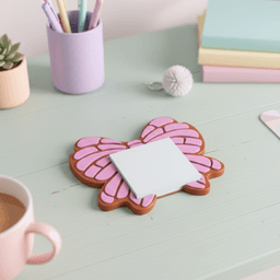 Concha Bow Sticky Note Holder | Cute Butterfly Desk Organizer | Fun Office & Home Decor 3d model