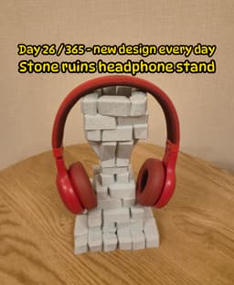 Stone Ruins Headphone Stand – 3D Printed Desk Headphone Holder 3d model