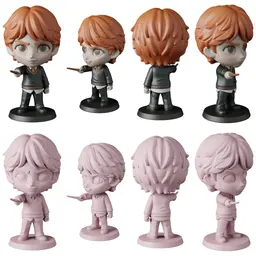 Harry Potter STL Files - Harry Hermione Ron - Wizarding World 3D Print Models 3d model