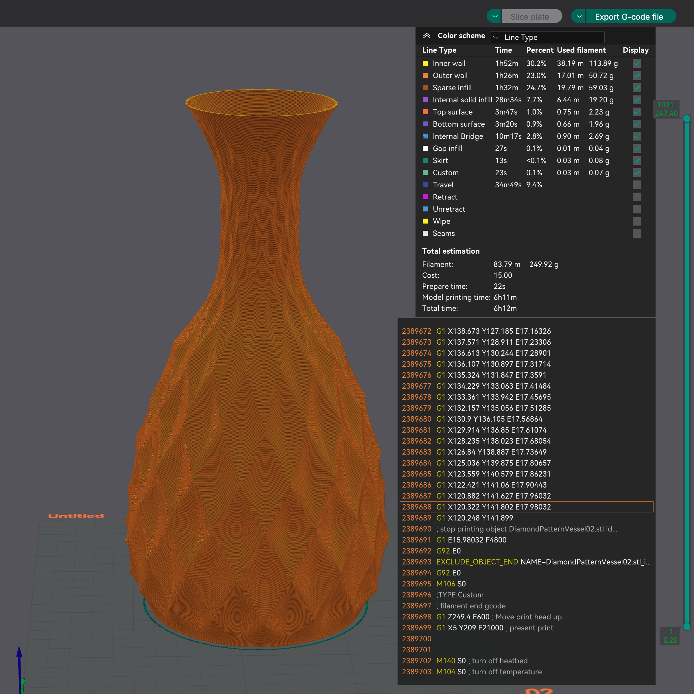 Diamond pattern vessels 3d model