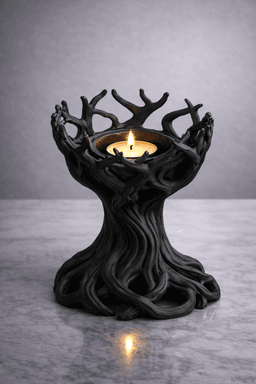 Dark Forest Tree Tealight Holder STL – Gothic Root Candle Decor 3d model