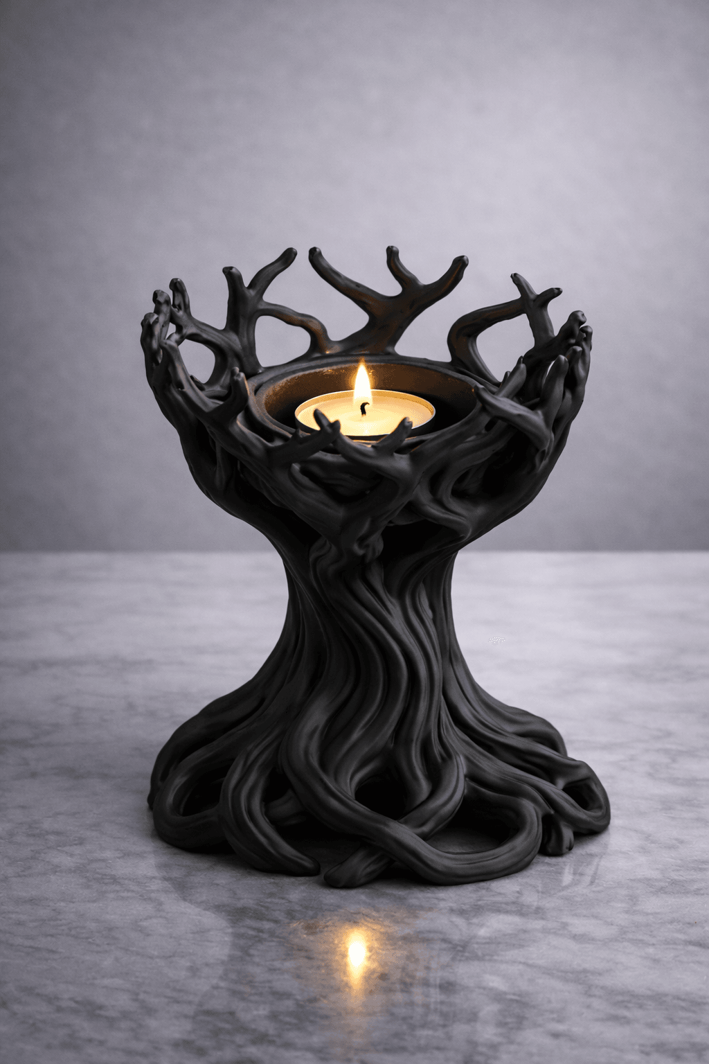 Dark Forest Tree Tealight Holder STL – Gothic Root Candle Decor 3d model