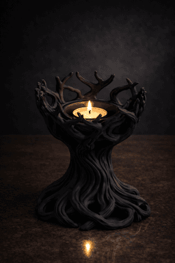 Dark Forest Tree Tealight Holder STL – Gothic Root Candle Decor 3d model