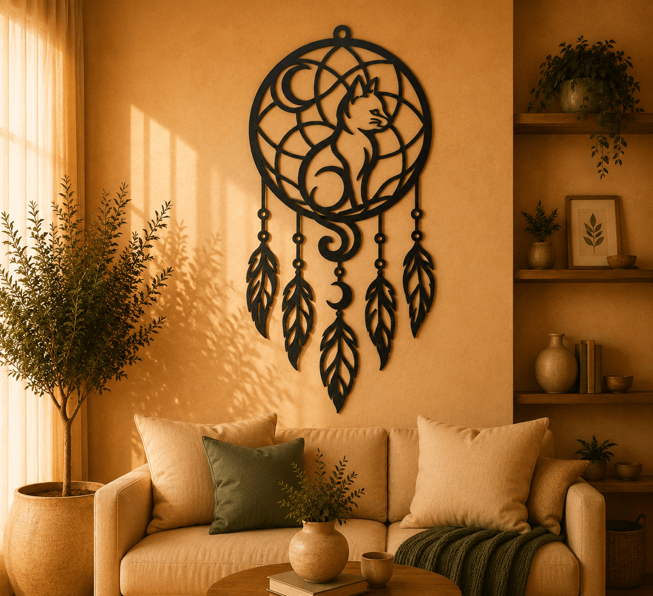 Mystic Cat Dreamcatcher 2D Wall Art.stl 3d model