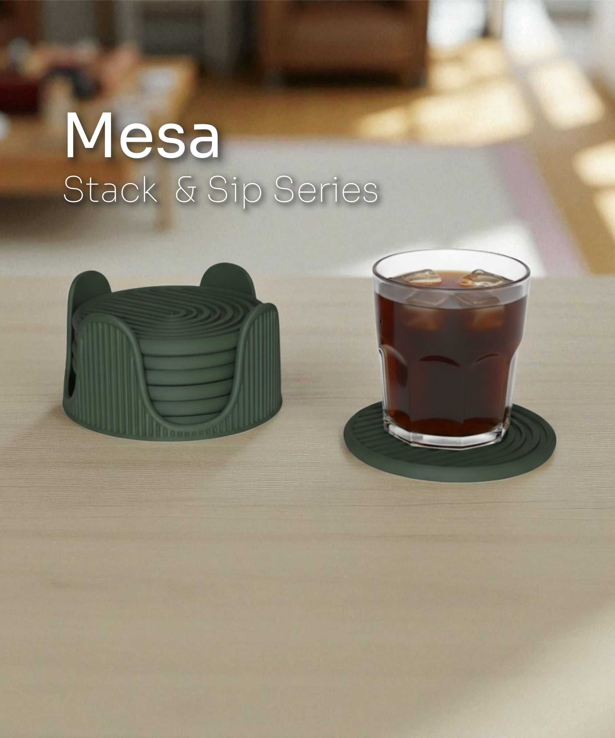 Mesa - Modern Coaster Set with Holder 3d model