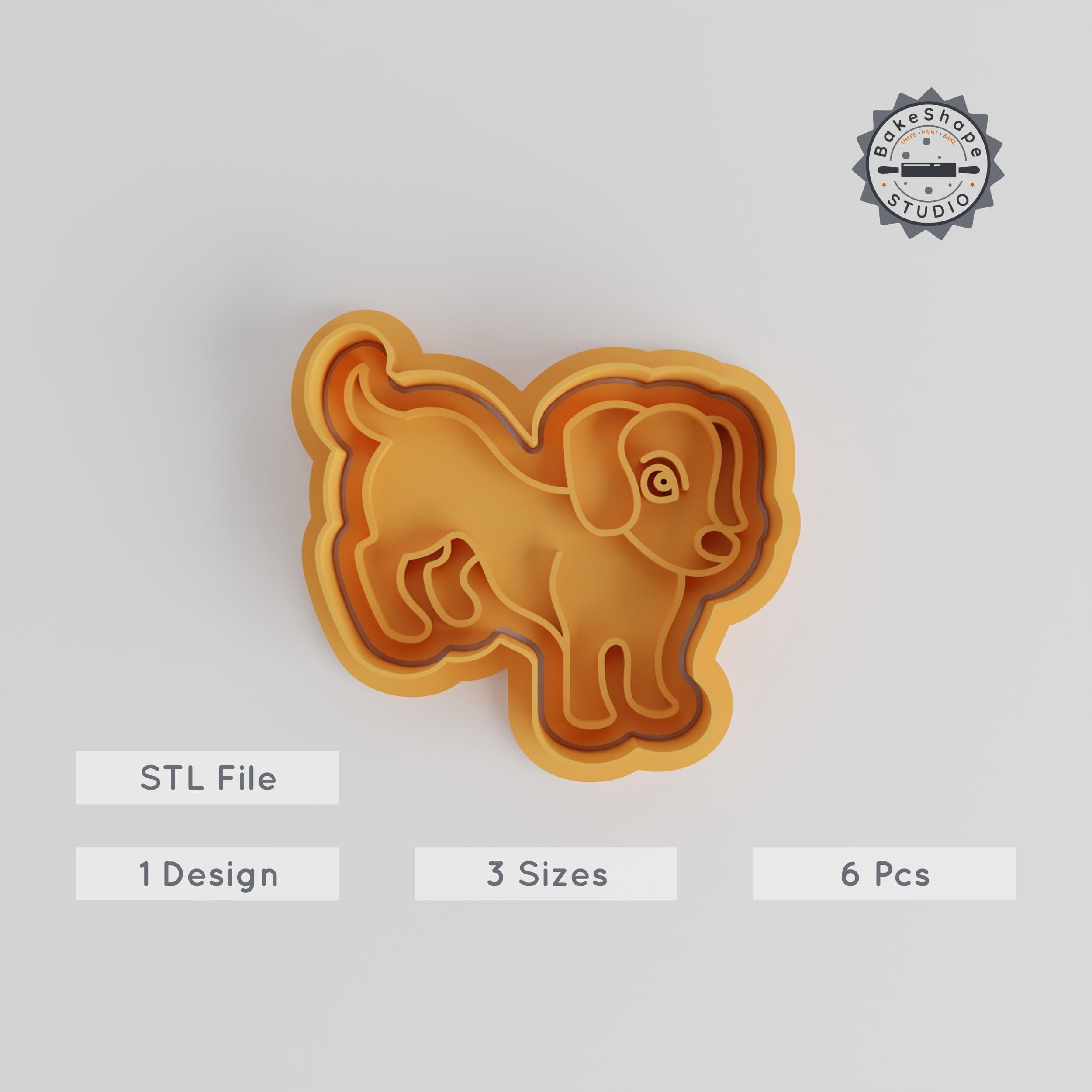 Dachshund Shape Cutter & Stamp Set, Perfect for Cookies & Fondant, Includes 6 Pieces, Animal Pet Theme, Sizes S/M/L PRODUCT_5334 3d model