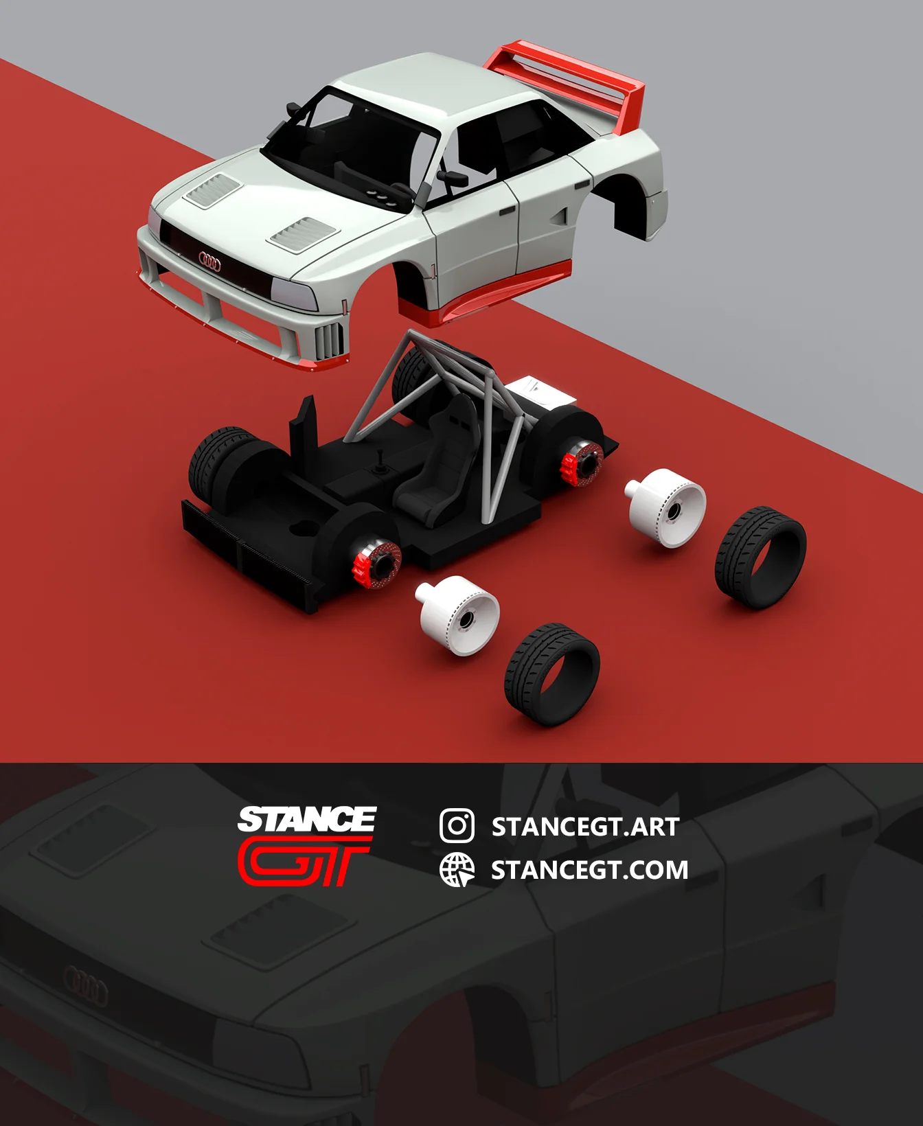90 Quattro IMSA GTO | Model Kit Car 3d model