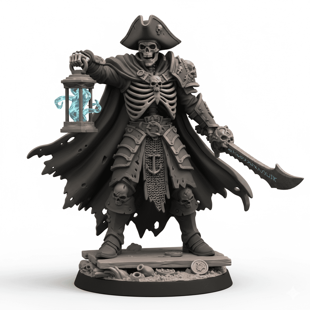 Skeleton Pirate Captain Ghost Lantern High Detail STL 3d model