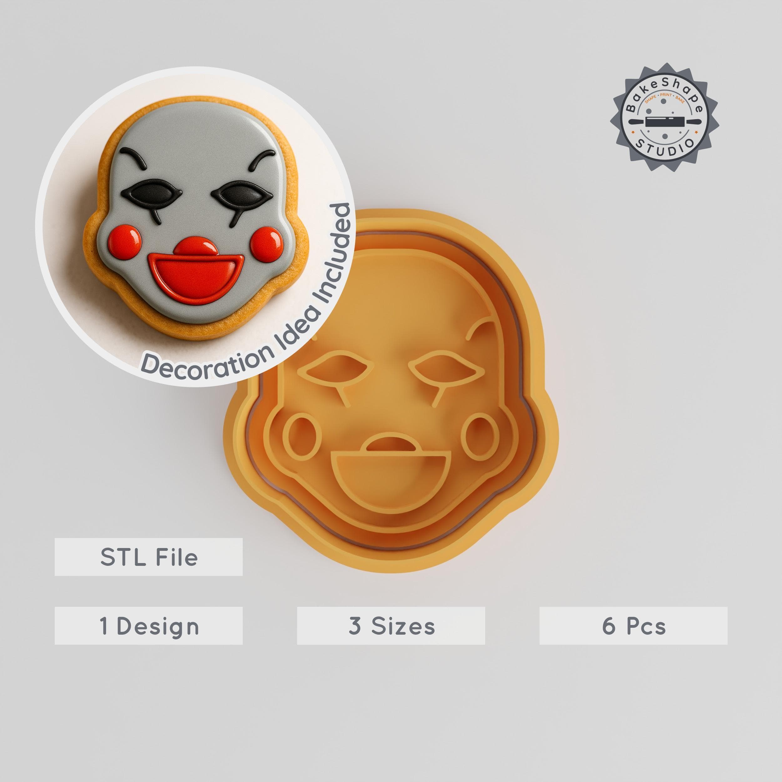 Mangol Halloween Cookie Cutter & Stamp, Scary Face, Ghostly Grin, Fondant Shaping Set, 6-Piece Eerie Visage Collection PRODUCT_973 3d model