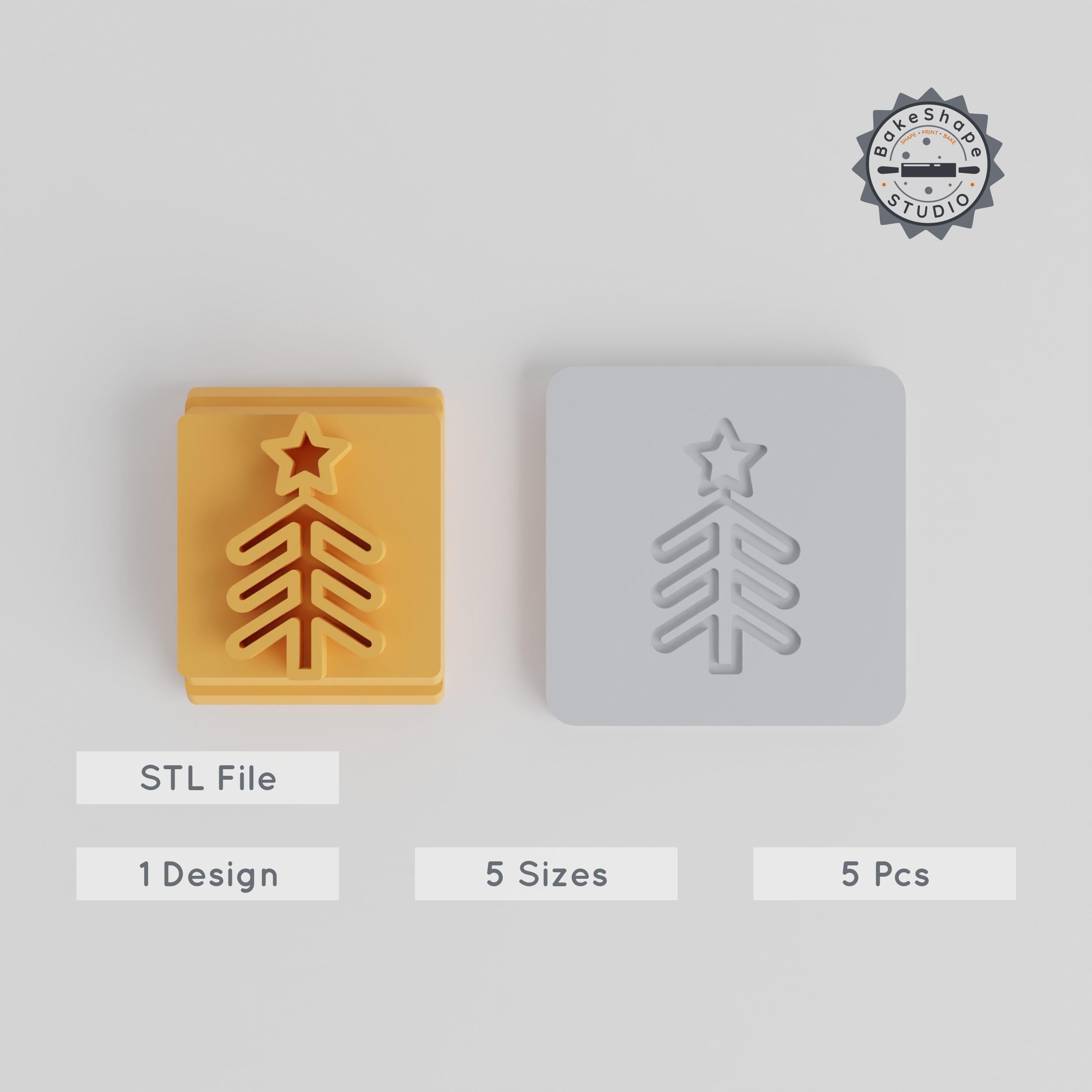 Christmas Tree Stamp Tile Set, 5 Sizes, Perfect for Clay, Cookies & Fondant PRODUCT_4625 3d model