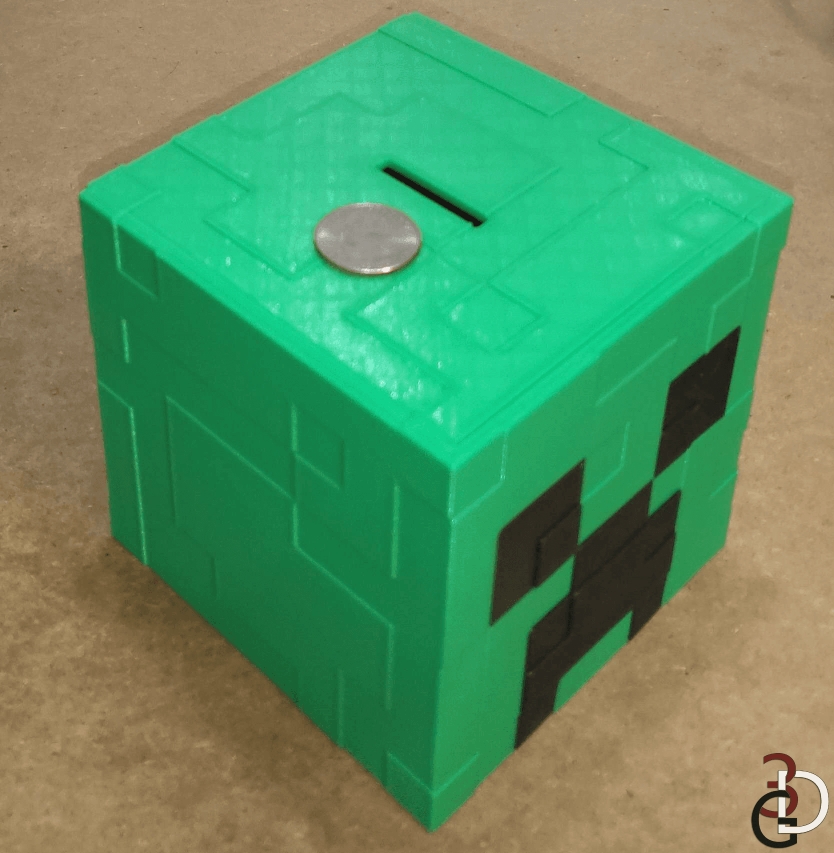 Creeper head piggy bank 3d model