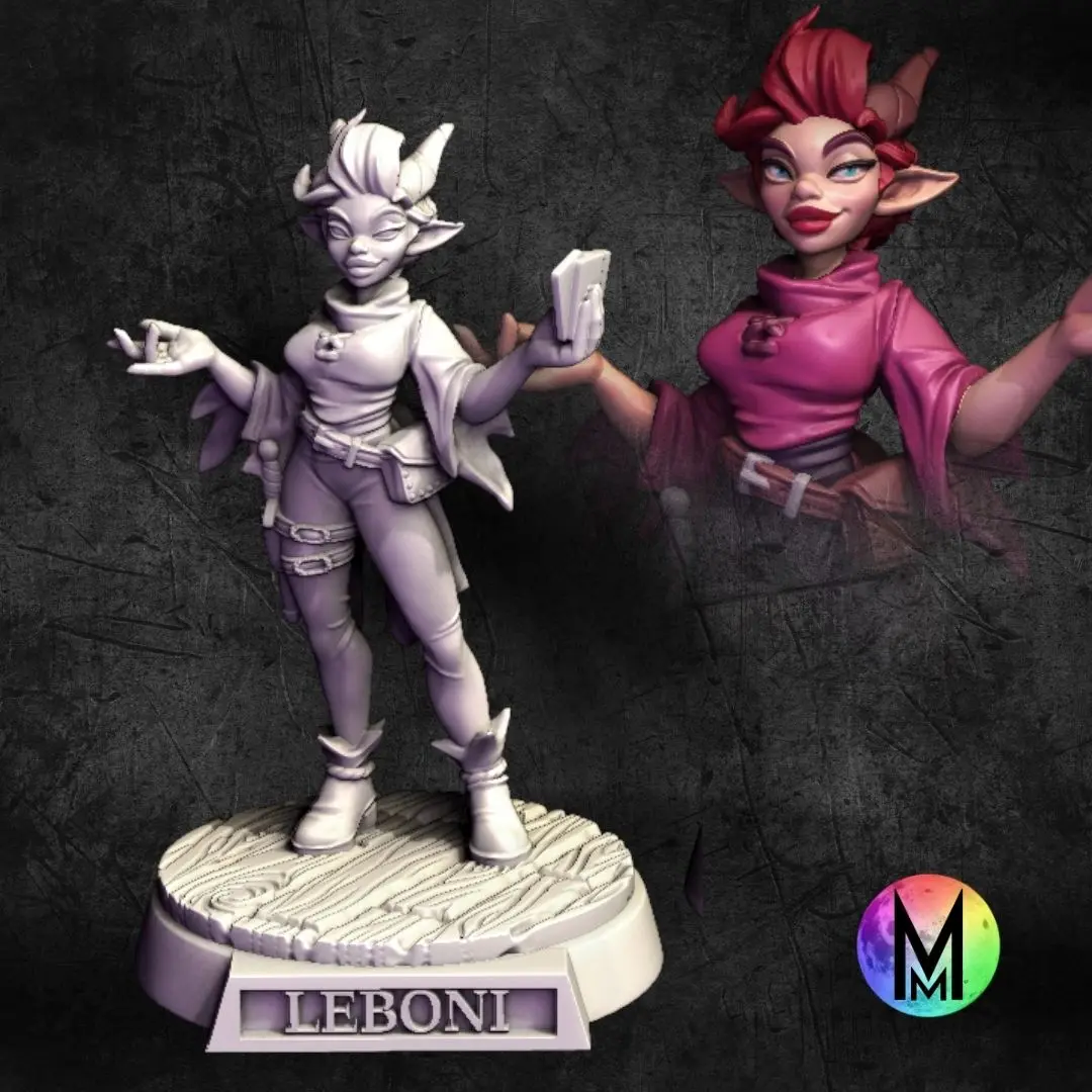 Tiefling Bard / Rogue Female - Leboni the Tiefling Rogue ( Female Tiefling with cards ) 3d model