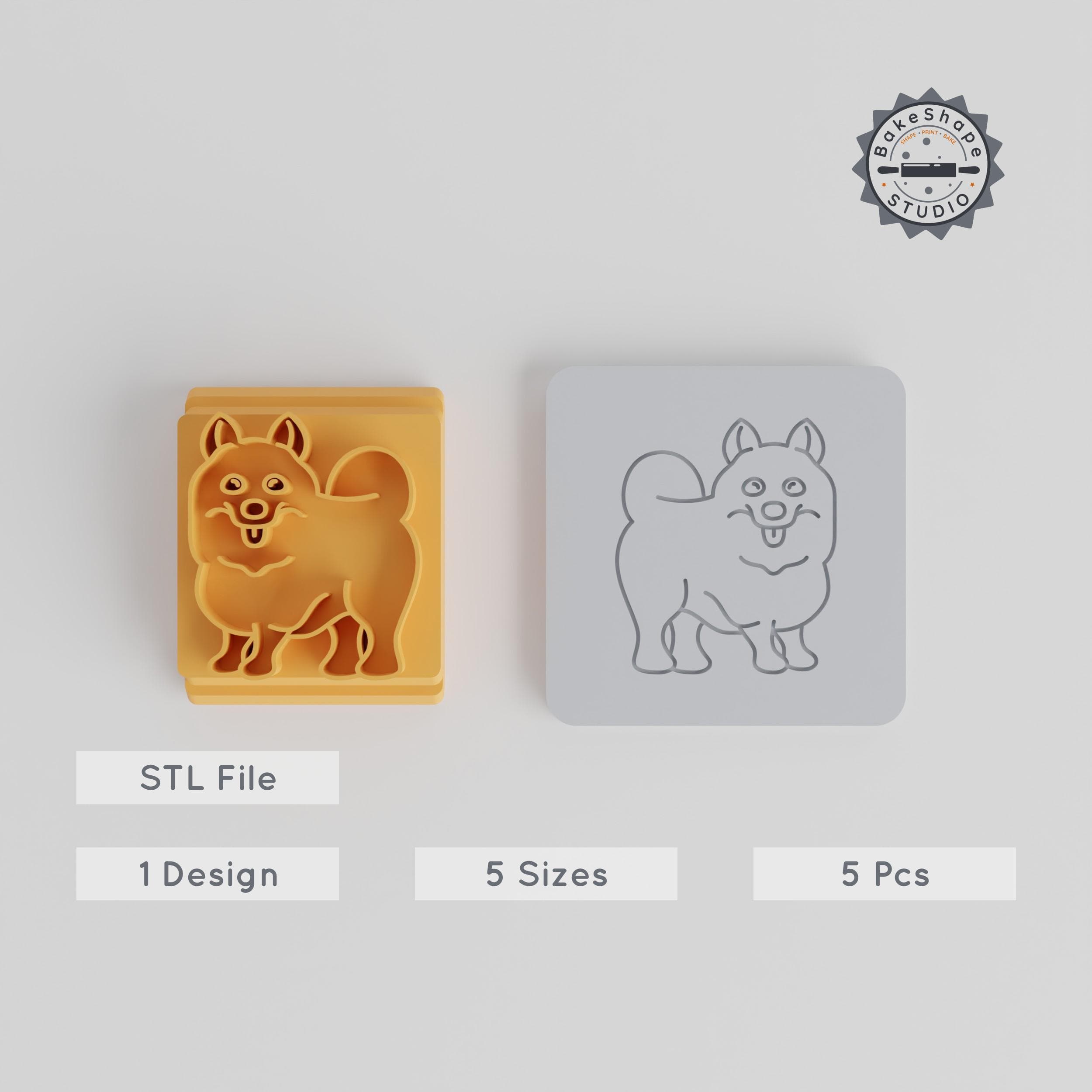 Samoyed Stamp Tile Set, 5 Size Motifs, Perfect for Clay, Cookies & More, Fluffy Dog Design PRODUCT_5379 3d model
