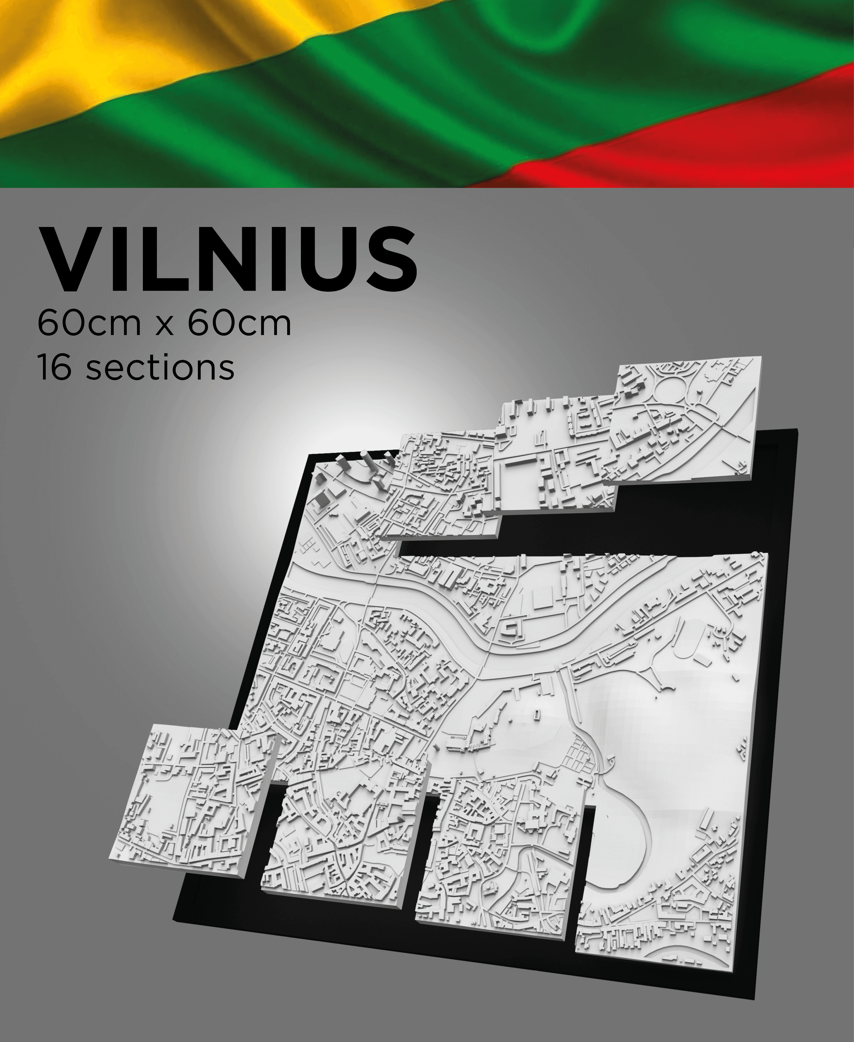 VILNIUS, Skyline 3d map 3d model