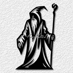 warlock with staff wall art wizard home decor 3d model