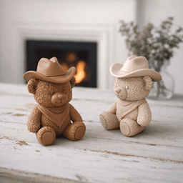 Cowboy Bear Figurine | Western Teddy Bear Decor with Hat & Bandana 3d model