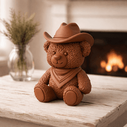 Cowboy Bear Figurine | Western Teddy Bear Decor with Hat & Bandana 3d model