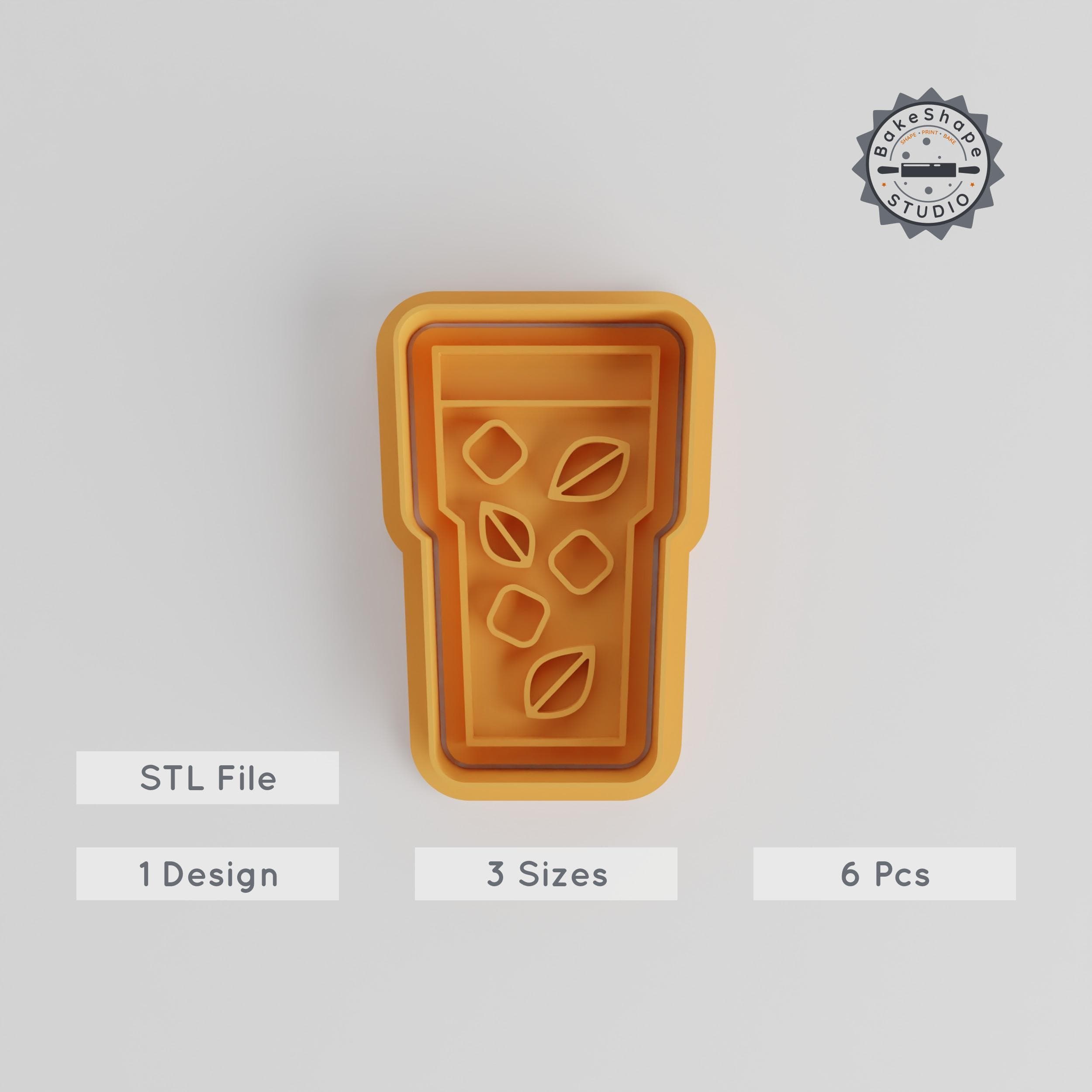 Cookie & Fondant Shape Cutter Set, Iced Tea Design, Stamp Included, 6-Piece Collection, Sizes S/M/L PRODUCT_4316 3d model