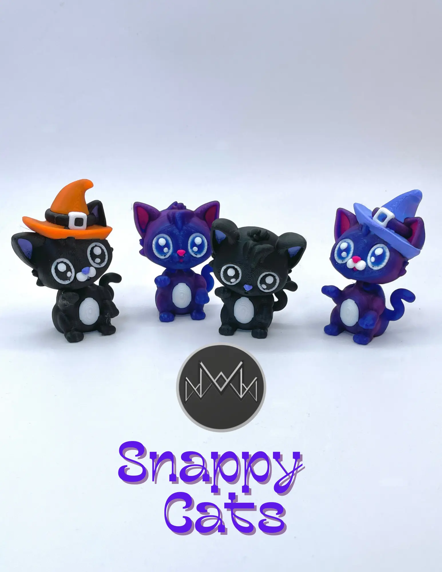 Witch Hat Snappy Cat 2024 - Lots of filament fun! Capricorn Nebularium, Polymaker Panchroma Ying Yang, Silk Pezriwinkle, Cotton White, Neon Magenta and Polymax Orange PLA - 3d model