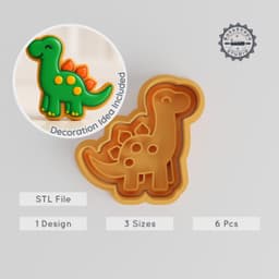 Dinosaur Shape Cutter & Stamp Set, Includes S/M/L Sizes, Perfect for Cookies & Fondant, Prehistoric Animal Design PRODUCT_57 3d model