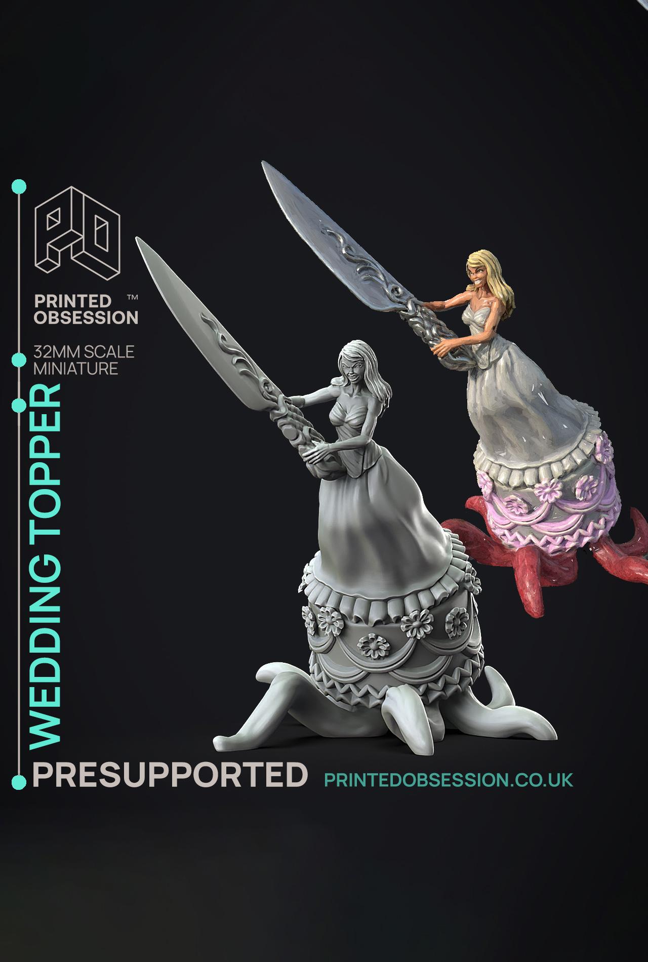 Wedding Cake Topper - Possessed Bakery - PRESUPPORTED - Illustrated and Stats - 32mm scale			 3d model
