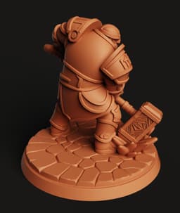 Dwarf Warrior with Hammer | Fantasy RPG Miniature 3d model