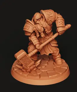 Dwarf Warrior with Hammer | Fantasy RPG Miniature 3d model