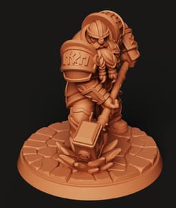 Dwarf Warrior with Hammer | Fantasy RPG Miniature 3d model