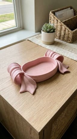 Coquette Bow Catchall Tray - Aesthetic Jewelry & Key Dish - 3D Printable Home Decor 3d model