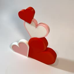 Stacked Heart Shelf Sitter and Valentine Décor - STL Files (No AMS Needed) and Commercial License 3d model