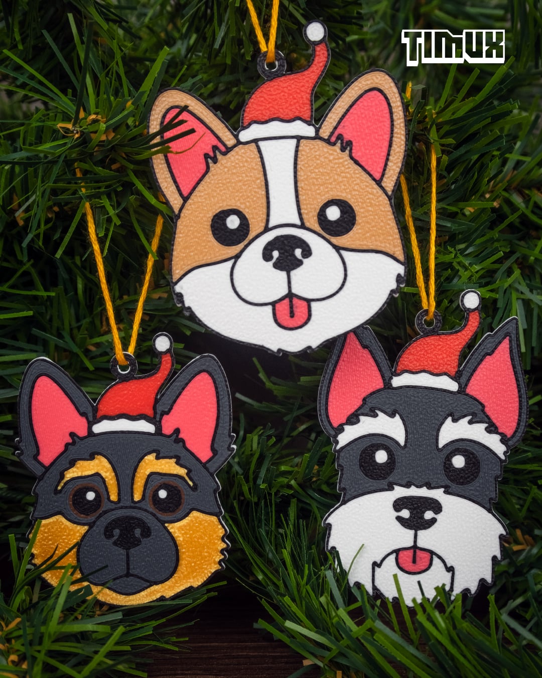 PUPPYS KEYCHAINS - CHRISTMAS ORNAMENTS - SET #4 3d model