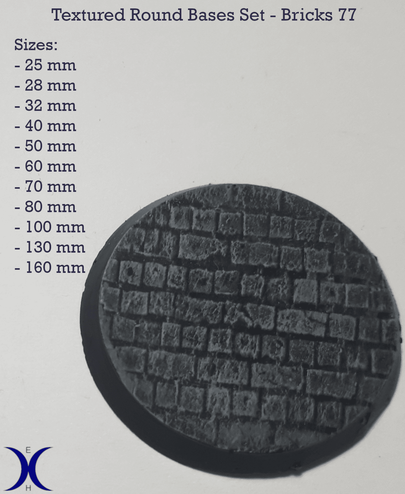 Bricks 77 - Textured Round bases set (11 pcs. 25–160mm) 3d model