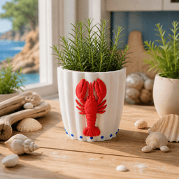 Lobster Seashell Vase & Pot - Coastal Decor Planter 3d model