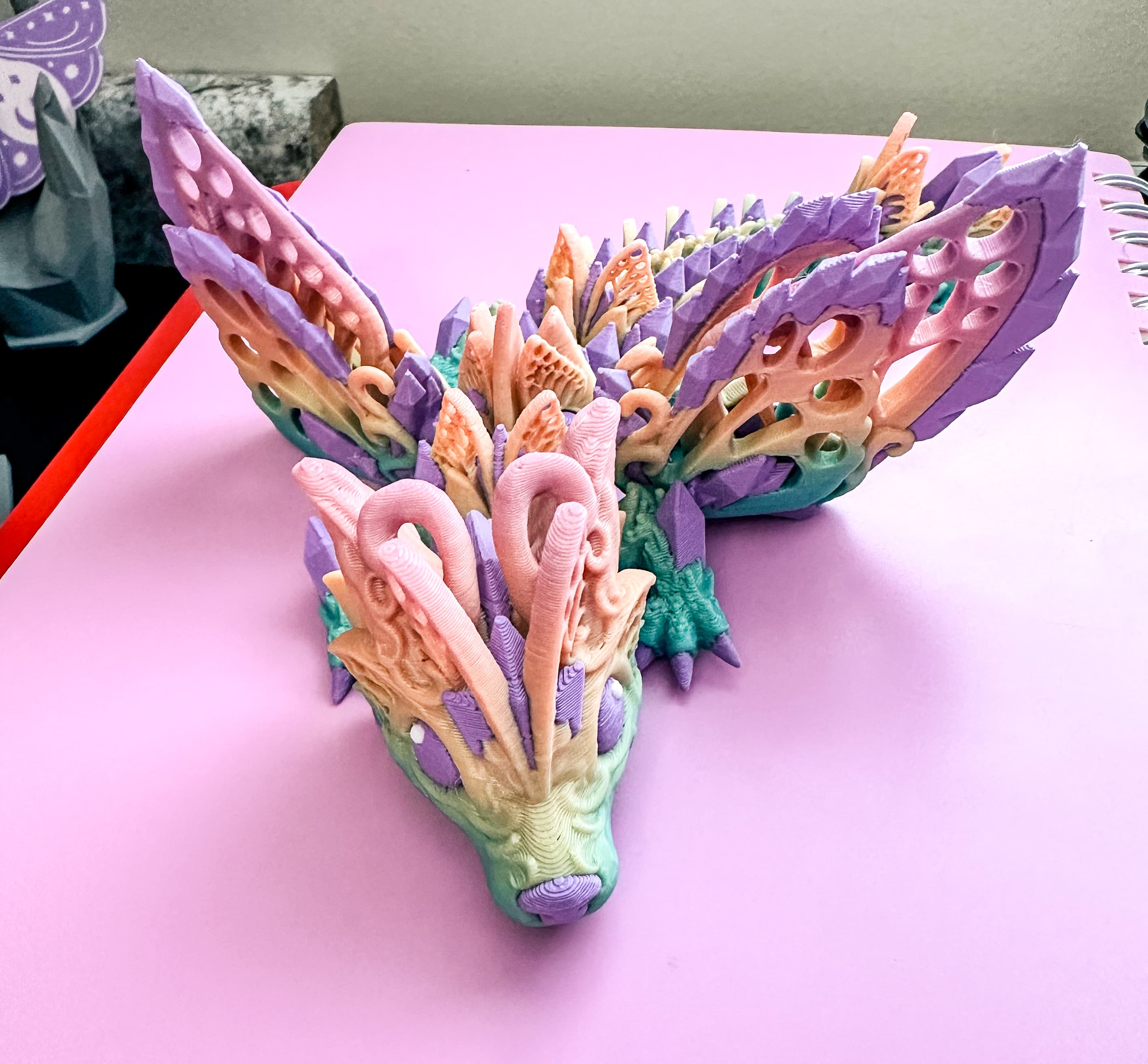 I am so happy with how this one came out! Rainbow PLA with a Lilac Matte