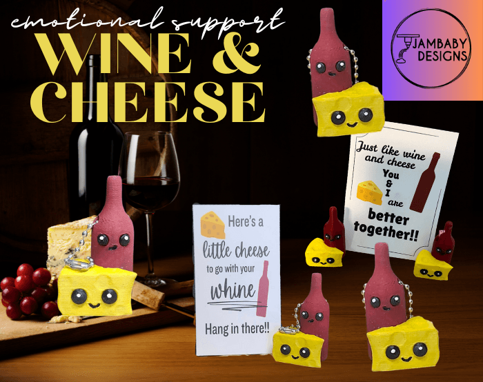 Emotional Support Wine and Cheese with Cards 3d model